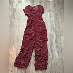 Hollister Red and Black Wide-Leg Jumpsuit casual lightweight